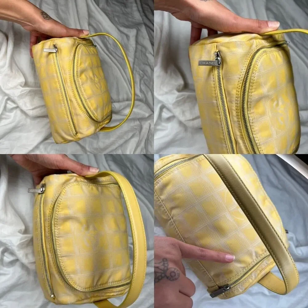 Y2k Chanel 2004/05 by Karl Lagerfeld yellow sport travel line makeup bag purse